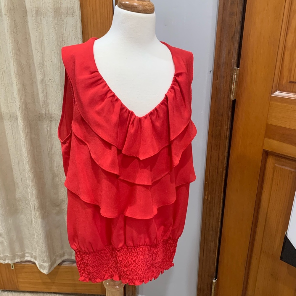 Tahari sleeveless chiffon blouse in hot pink